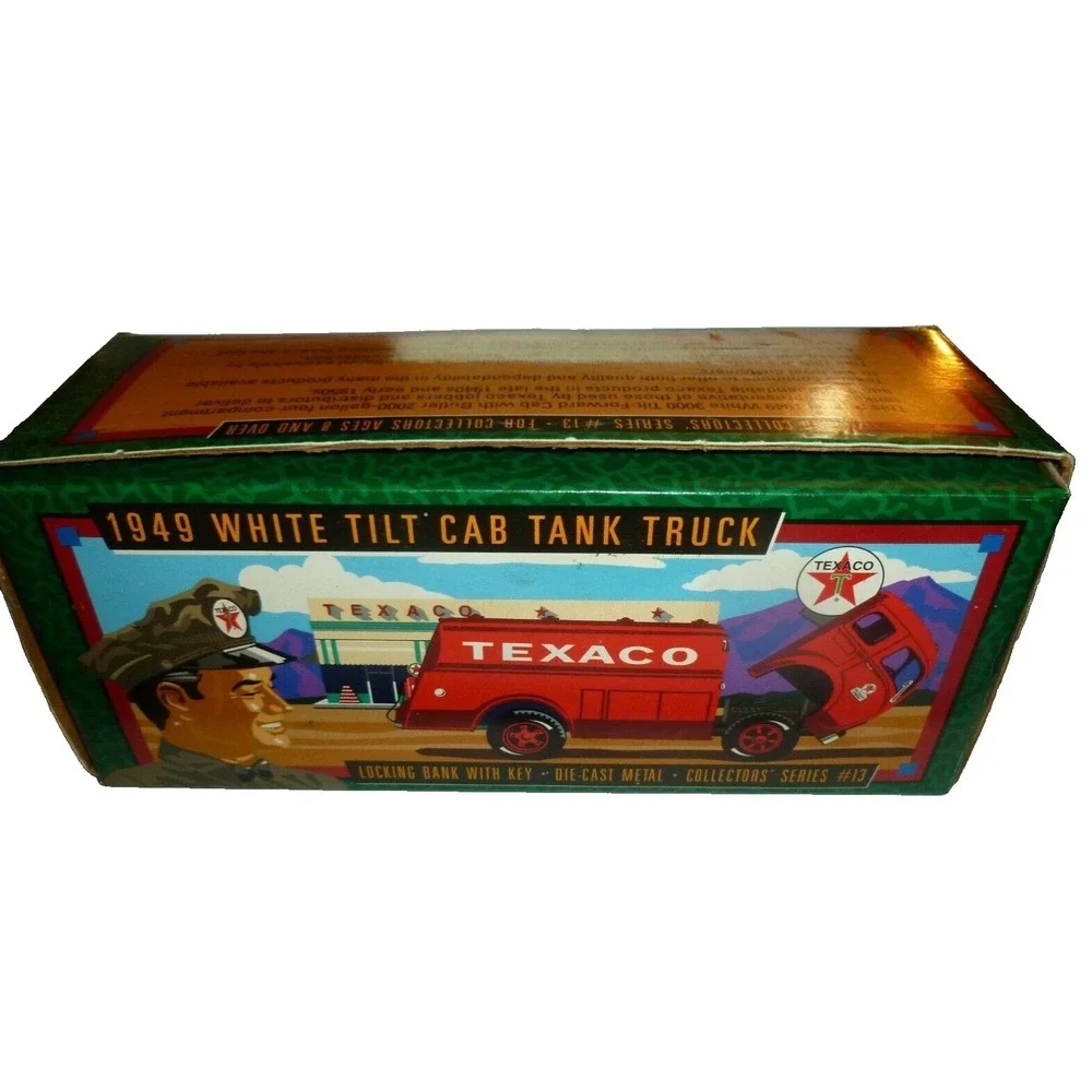 Ertl Texaco 1949 White Tilt Cab Tank Truck Die-Cast Metal Locking Bank #13 F950
